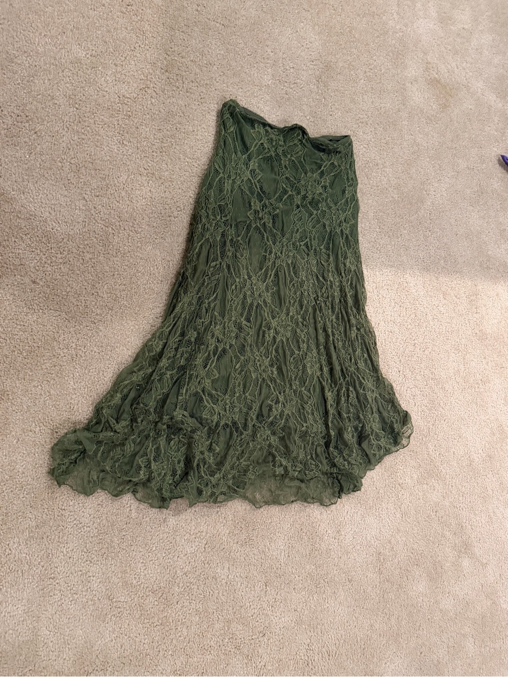 Amber Sky Olive Green Lace Maxi Skirt Size S Fairy Boho